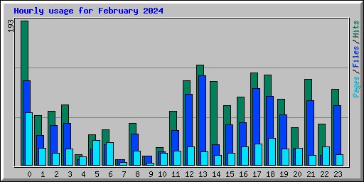 Hourly usage for February 2024